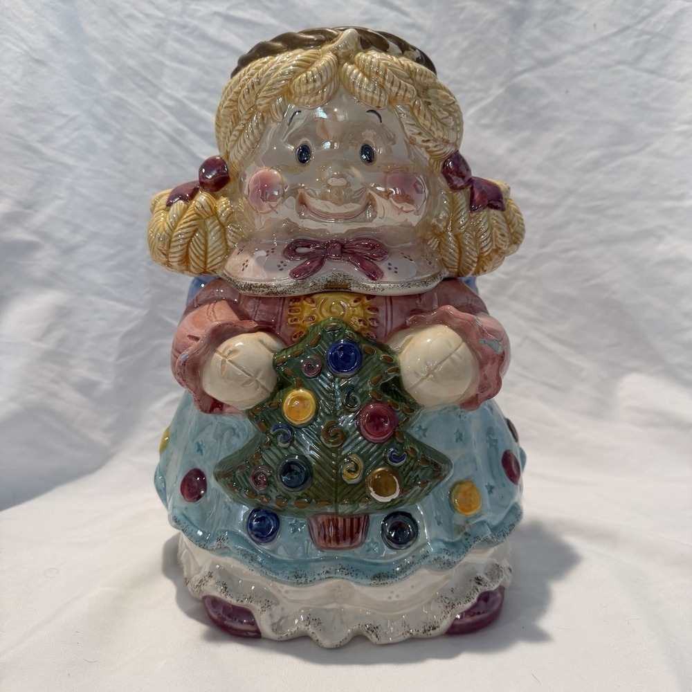 Jay Import Vintage Angel Christmas Tree Ceramic Cookie‎ Jar Collectible